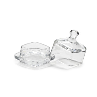 Clear Small Square Butterdish with Cover 3.5"Sq