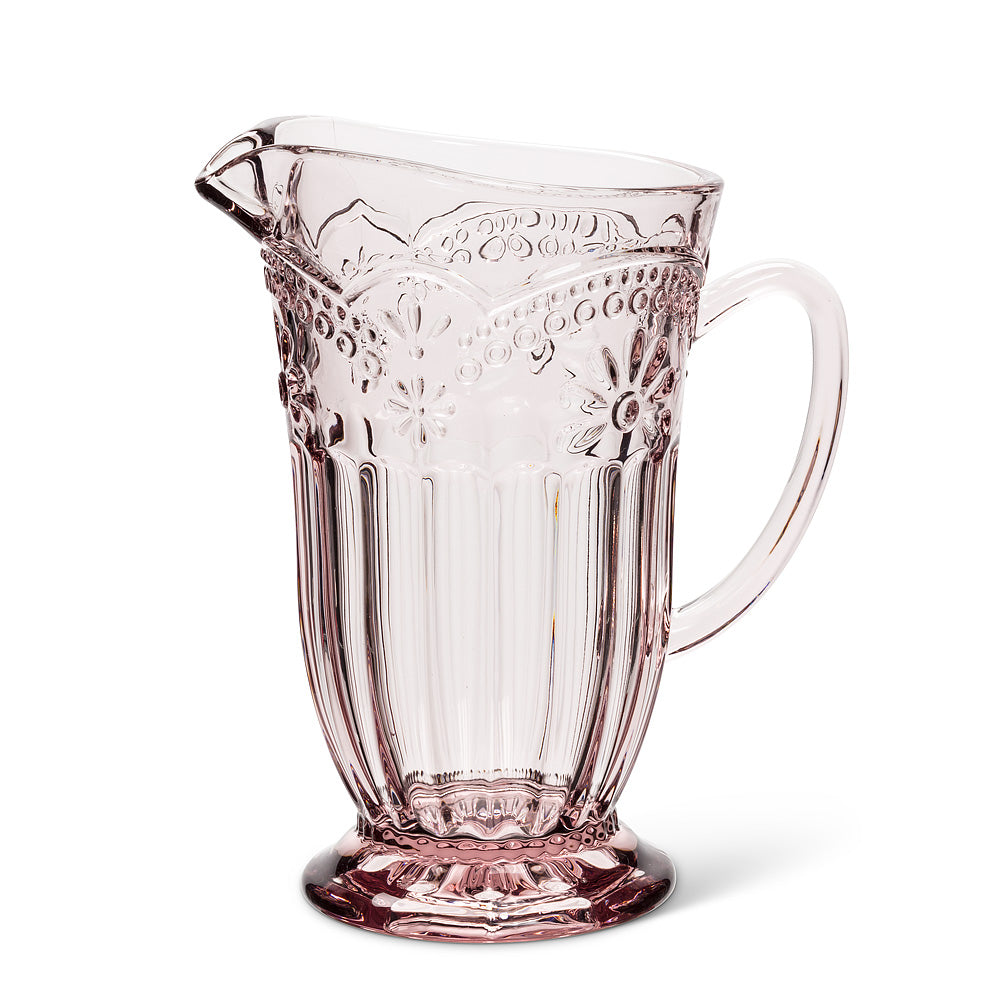 Flower Pedestal Jug Pink 7"H 22oz