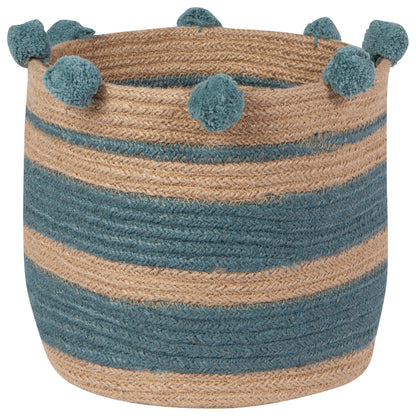 Basket Jute Small Stripe Lagoon
