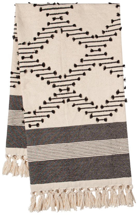 Elisa Natural/Black Throw Blanket