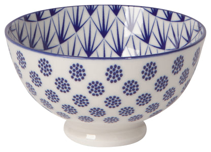 Stamped Bowl 4" Blue Dots Bowl
