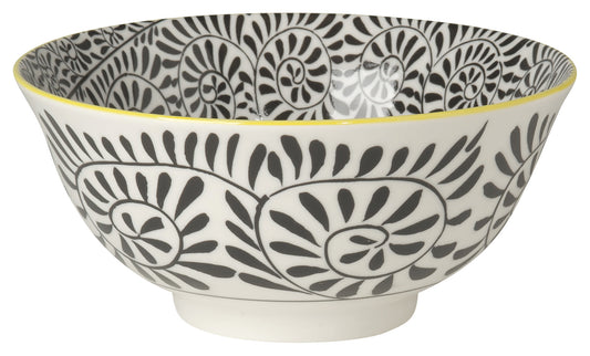 Stamped Bowl 6" Black Vines