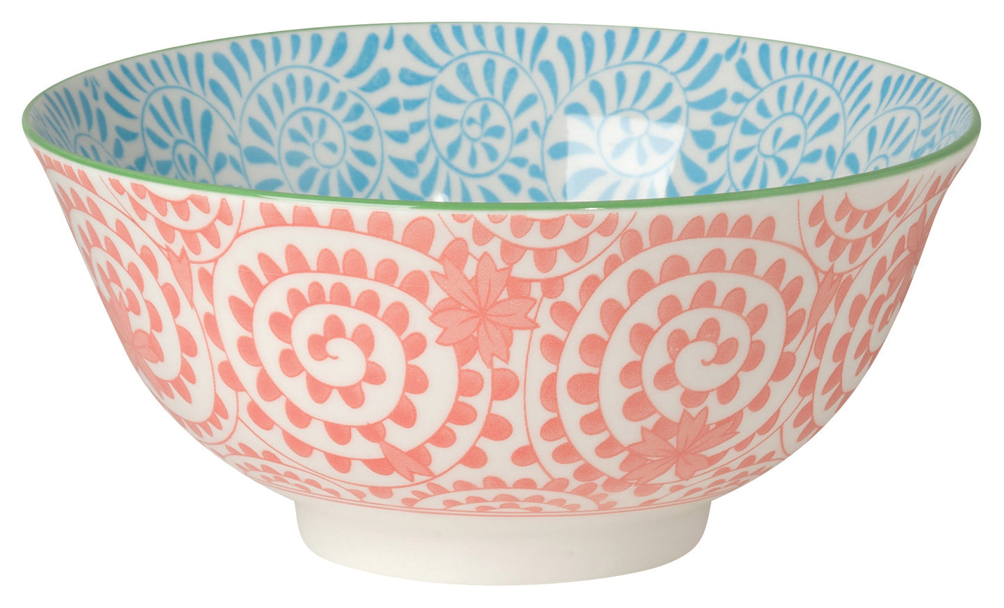 Stamped Bowl 6" Orange Swirls Blue
