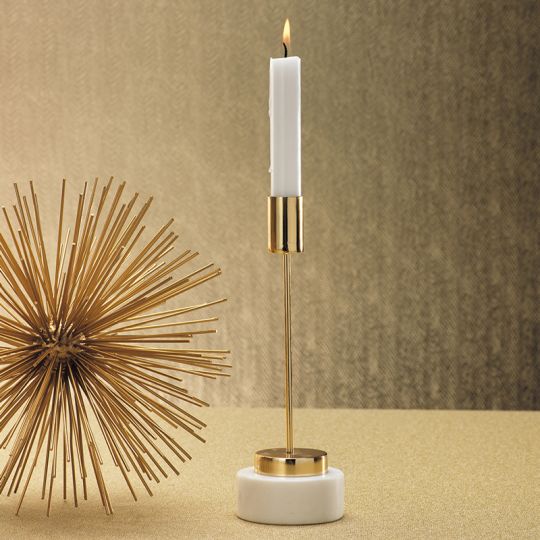 Celine Brass And Marble Taper Candleholder