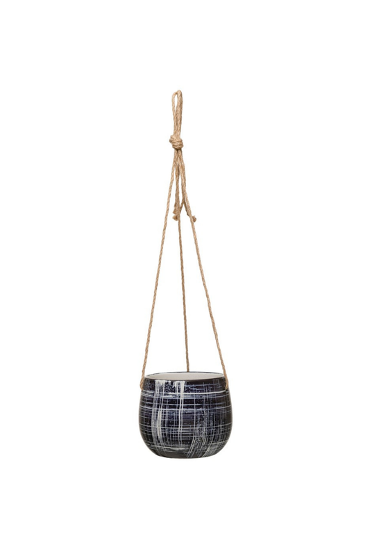 Blue Pattern with Jute Hanging Planter