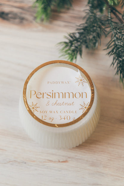 Lum 12 oz Lustre Persimmon & Chestnut Ribbed Glass Vessel Candle