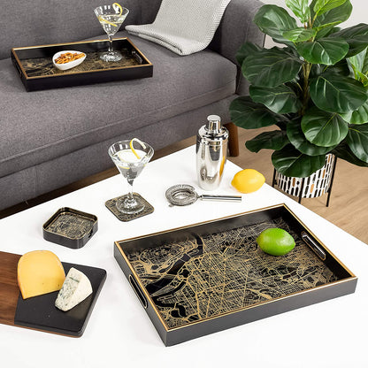 Savoy Gold Trim Rectangle Tray Small