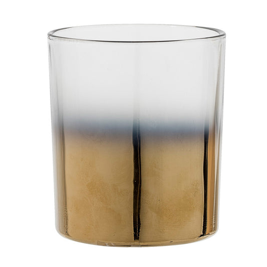 Glass Votive Holder, Gold & Grey Ombre 4"H