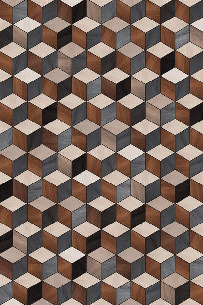 Marquetry Square Tile Vinyl Floor Mat