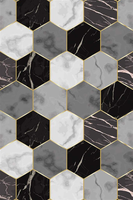 Raw Hex Marble Vinyl Floor Mat