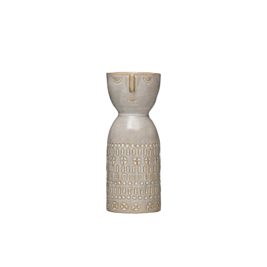 Face Vase Reactive Glaze Beige