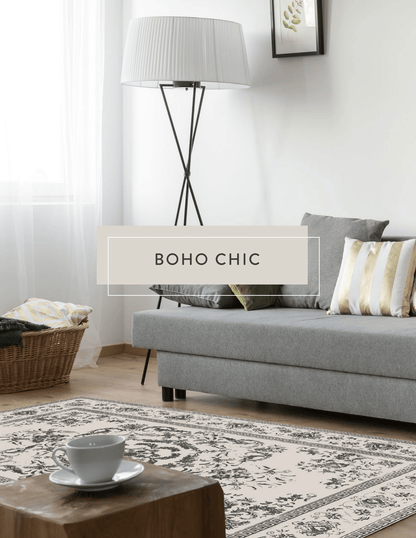 Beaumont Vinyl Floor Mat Cream & Grey Rug