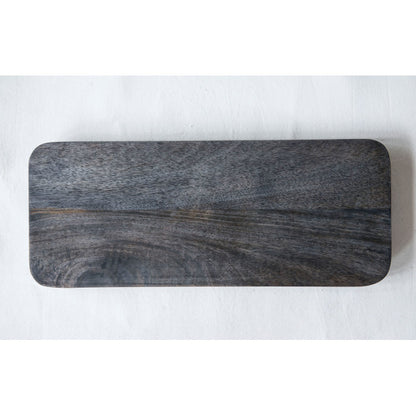 Mango Wood Cutting Board w/Metal Legs, Black 19.75"L