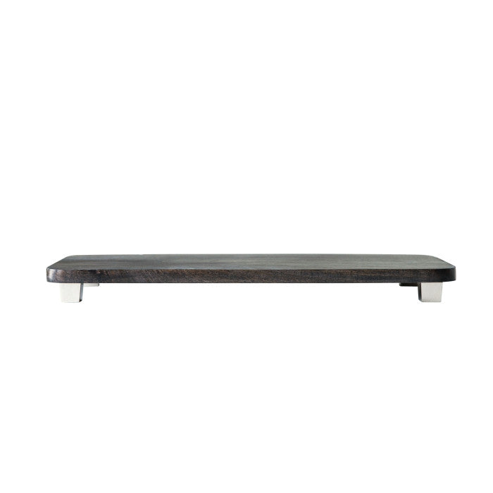 Mango Wood Cutting Board w/Metal Legs, Black 19.75"L