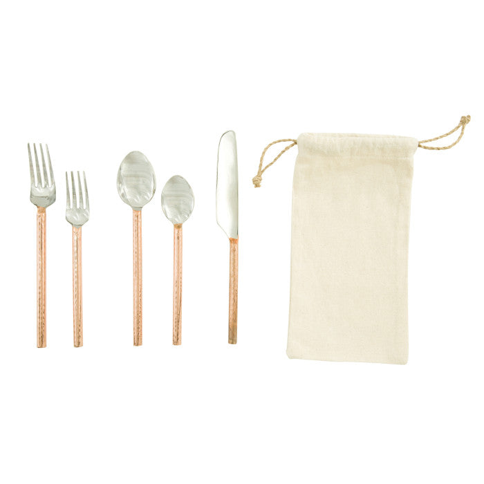 Stainless Steel Flatware, Copper Finish S/5 9"L
