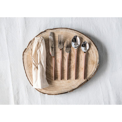 Stainless Steel Flatware, Copper Finish S/5 9"L