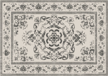 Beaumont Vinyl Floor Mat Cream & Grey Rug