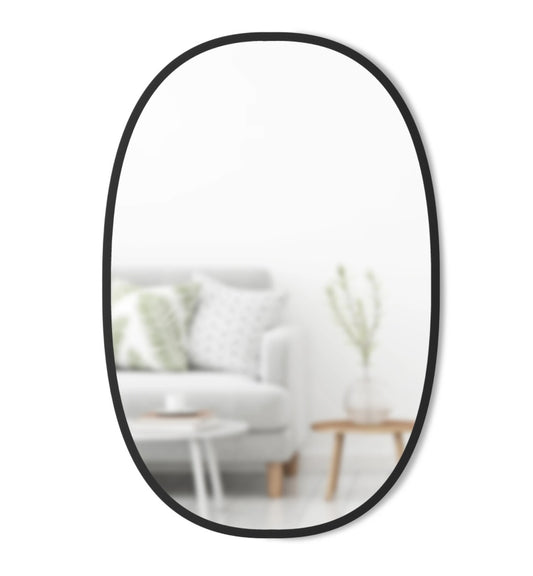 Hub Black Oval Mirror