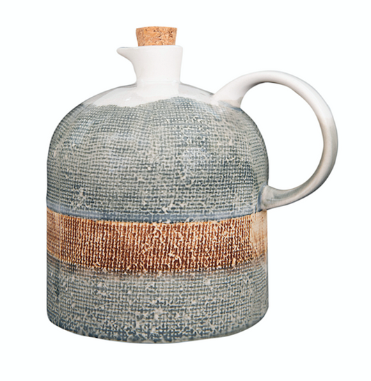 Ceramic Jug w/ Cork Stopper Small Blue Grey 24oz.