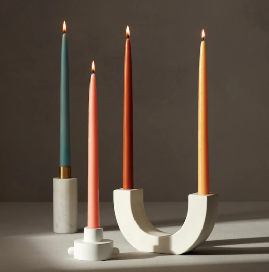 Dual Function Taper/Tea Light Candle Holder White