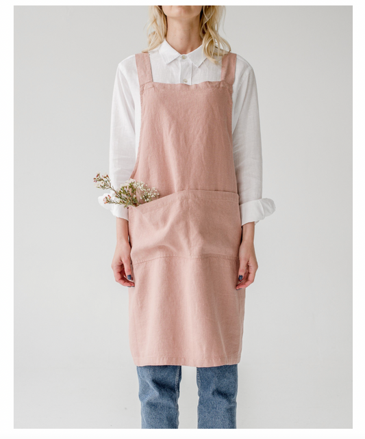 Cafe Creme Linen Crossback Apron