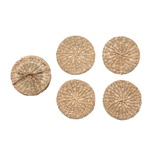 Seagrass With Jute Tie Natural Coasters Set of 4