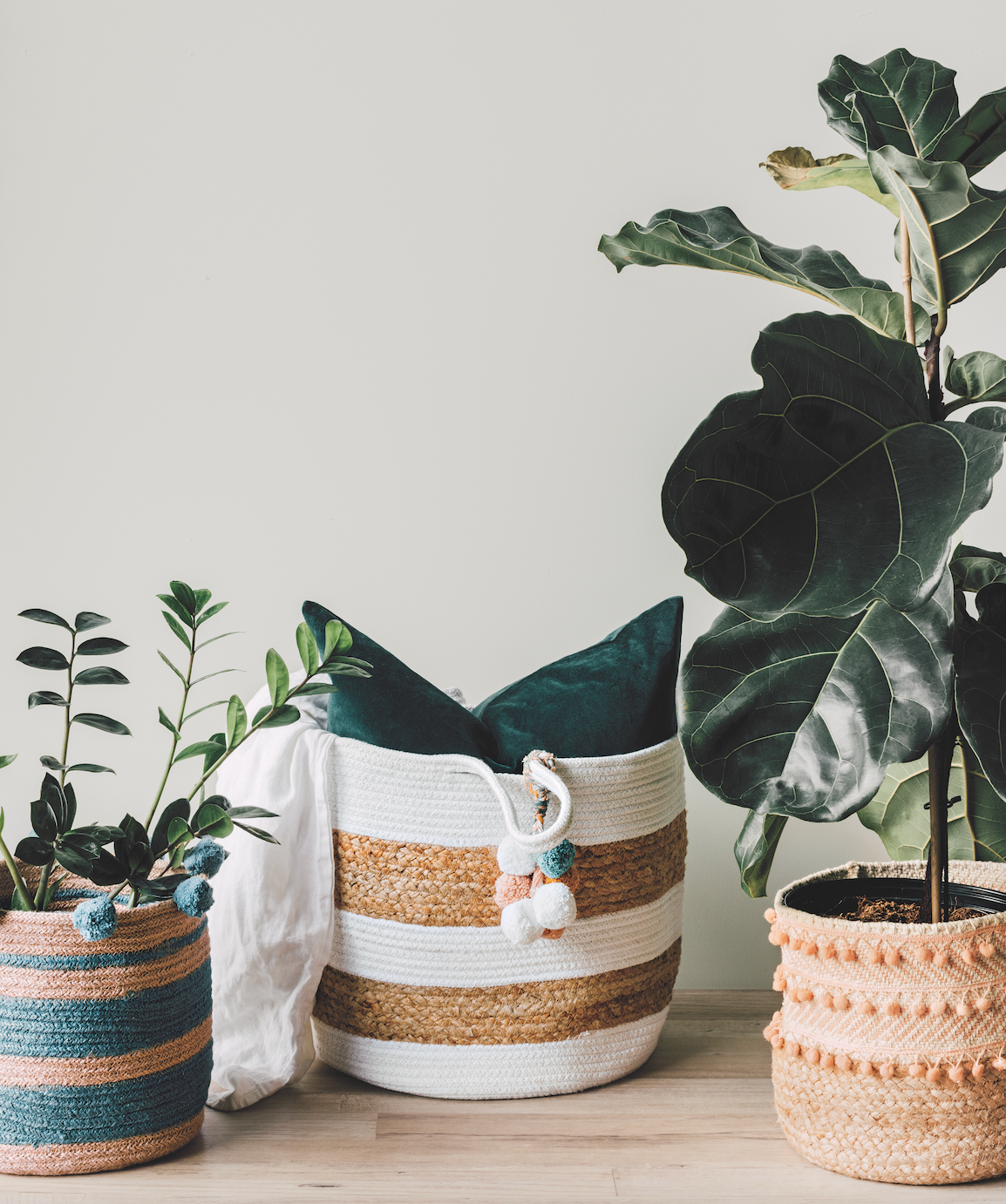Basket Jute Small Stripe Nectar