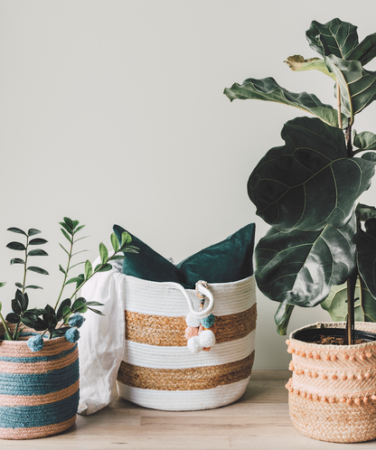 Basket Jute Small Stripe Nectar