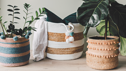 Basket Jute Small Stripe Nectar