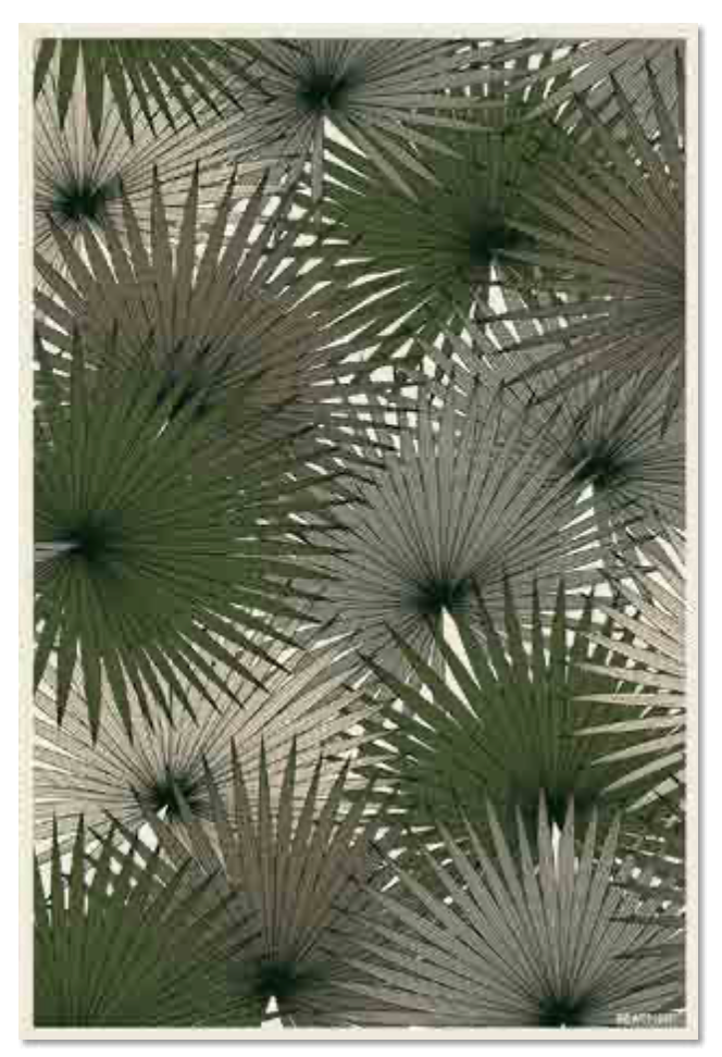 Beaumont Vinyl Floor Mat Grey Palm Leaves