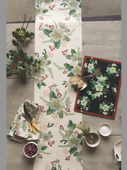 Winterblossom Print Table Runner 72"