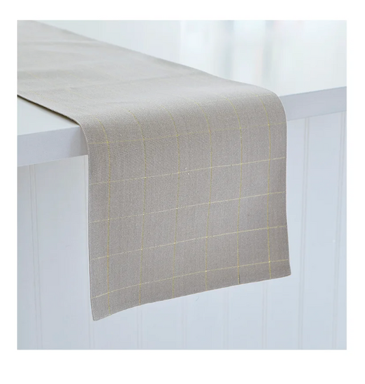 Soft Check Table Runner Natural