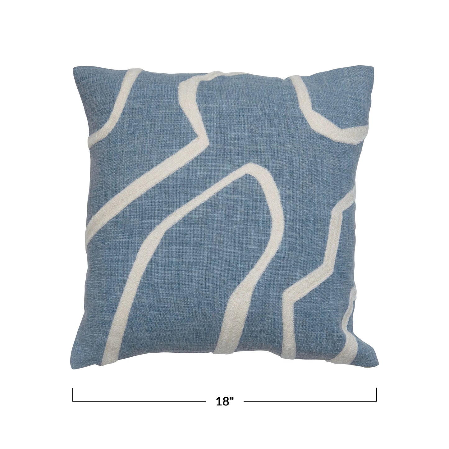 Blue & Cream Embroidered Cotton Pillow Cushion