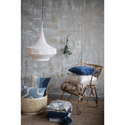 Blue & Cream Embroidered Cotton Pillow Cushion