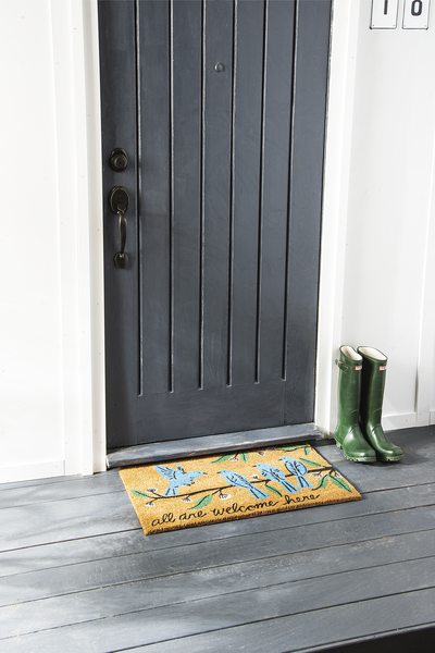 All are Welcome Here" Bird Doormat