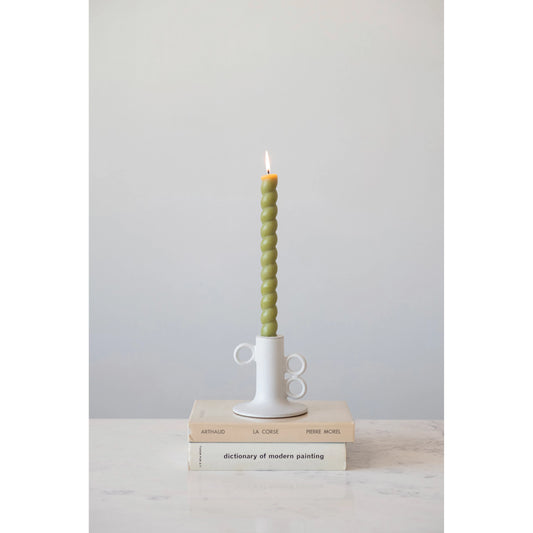 White Matte Taper Candle Holder