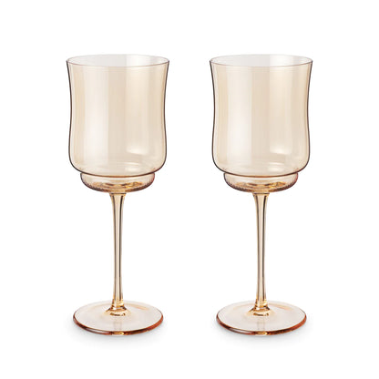 Tulip Stemmed Wine Glass Amber Set of 2