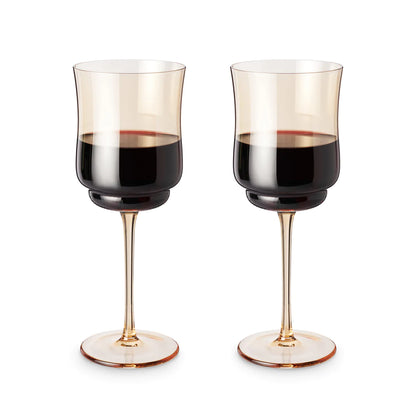 Tulip Stemmed Wine Glass Amber Set of 2