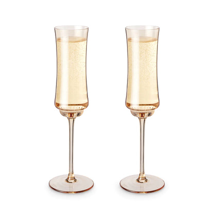 Tulip Champagne Flute Amber Set of 2
