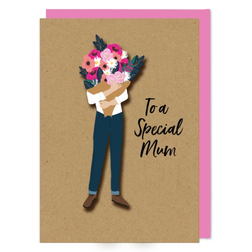 Man With Flowers Mum Day Card