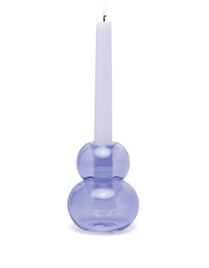 Realm Bubble Glass Blue Taper Holder