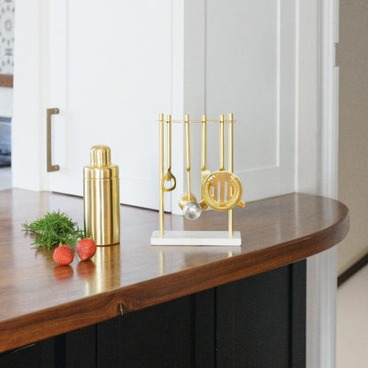 Gold Bar Set With Marble Stand