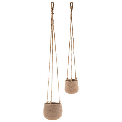 Hanging Woven Jute Basket Planter Natural