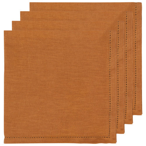 Linen Hemstitch Amber Napkin Set of 4