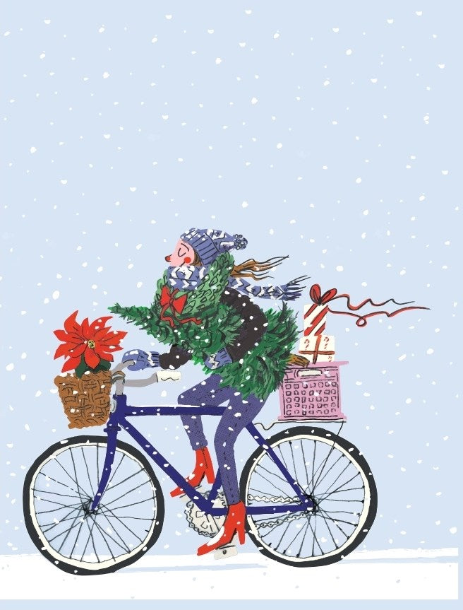Halfpenny Blue Bicycle Christmas Card
