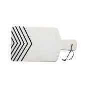 Marble Chevron Cheese Cutting Board with Rope Tie White Black
